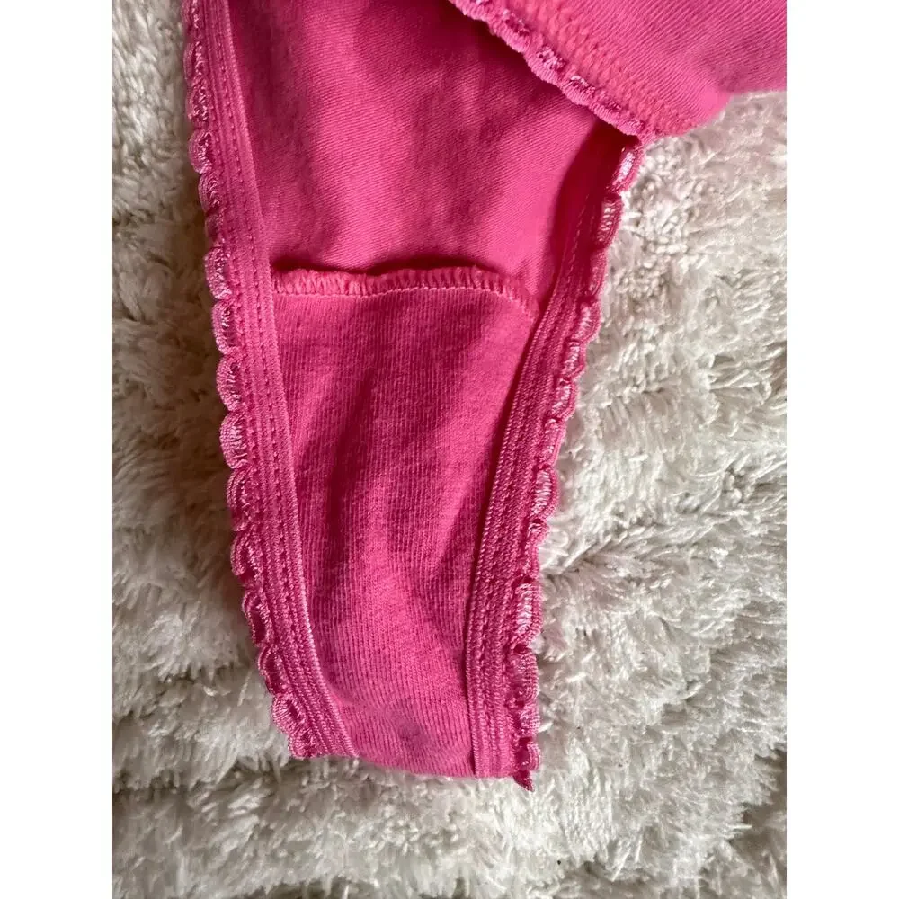 NWOT Nick & Nora Confidential Appletini Graphic Thong Pink Size L Loop Side - Picture 4 of 4